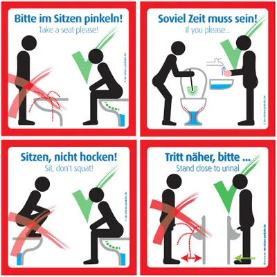 Saubere Toilette & Bitte im Sitzen pinkeln